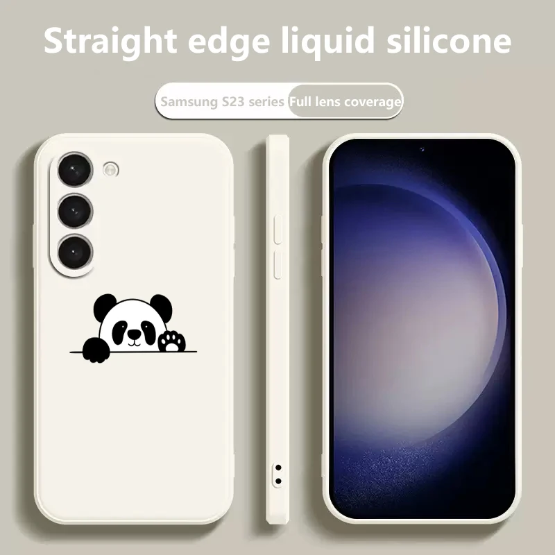 Panda Cute Label Phone Case For Samsung Galaxy A15 A35 A55 A14 A34 A54 A13 A33 A53 A32 A52S S24 Ultra S23 FE S22 Plus S21 Cover