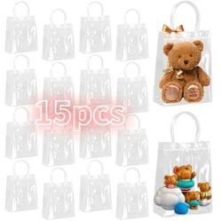 Transparent Gift Bag with Handle christmas halloween Wedding Birthday Party Favors Portable PVC Gift Packaging Bag Flower Wrap