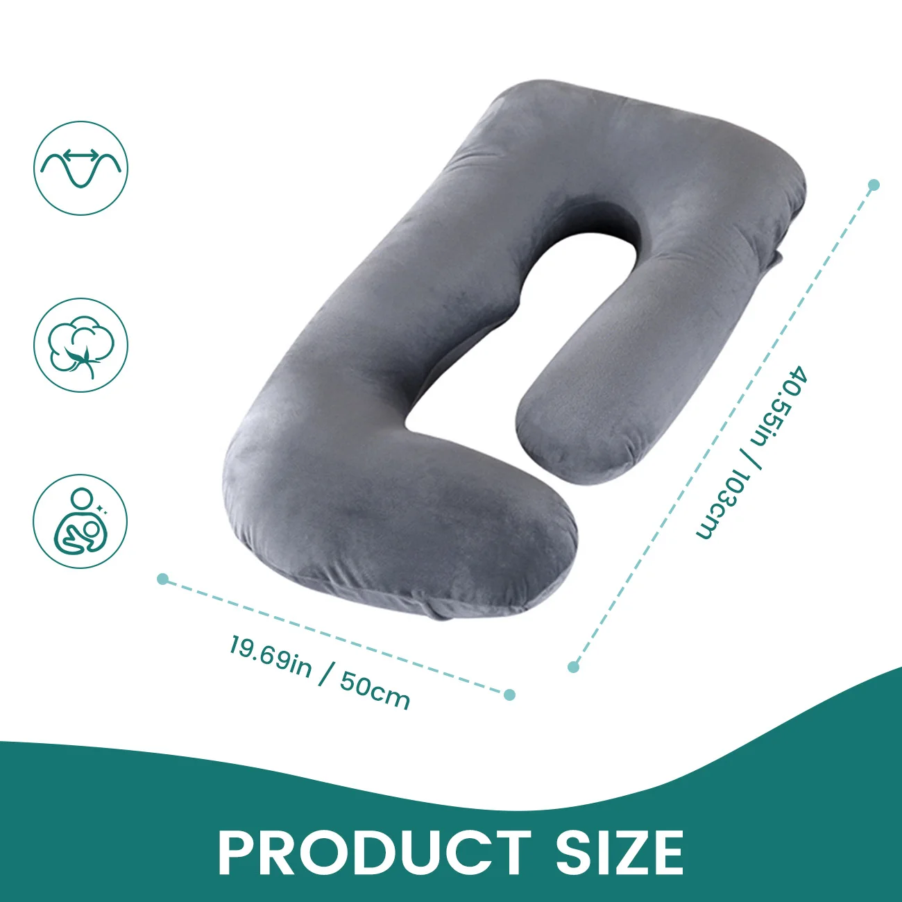Soft Velvet J-Shaped Full Body Maternity Pillow Pregnant Women Back Leg Tummy Support Comfort Sleeping Pillow Festival Present