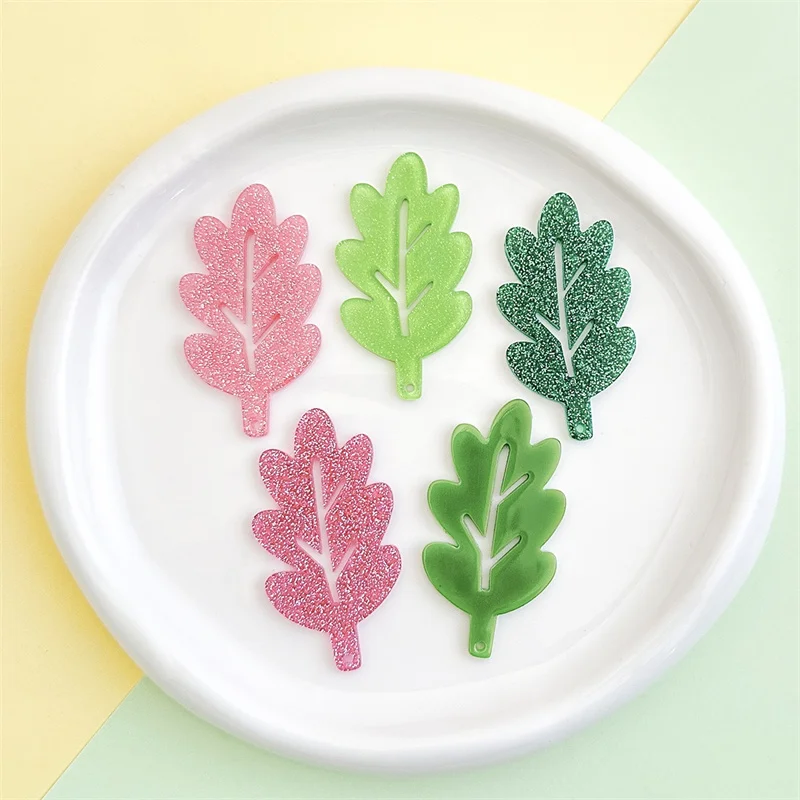 

Free shipping 50pcs/lot color print cartoon leaves shape acrylic leafs beads diy jewelry garment hair accessory