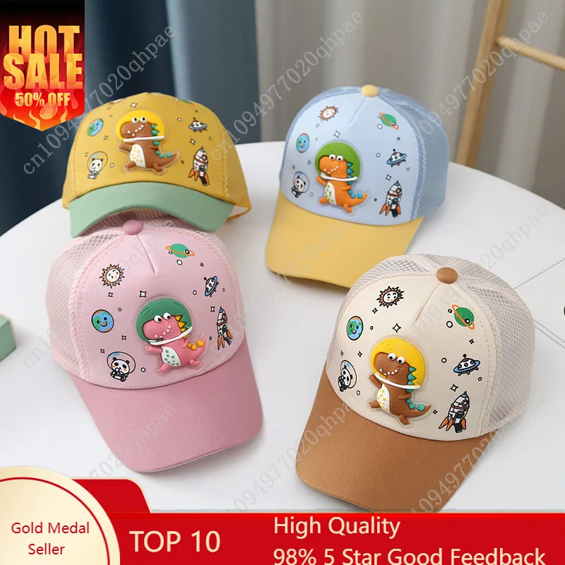 

Cute Kids Dinosaur Baseball Hat Summer Mesh Peaked Cap Children Quick Dry Duck Tongue Caps 2-6Year Boys Girls Outdoor Sun Visors