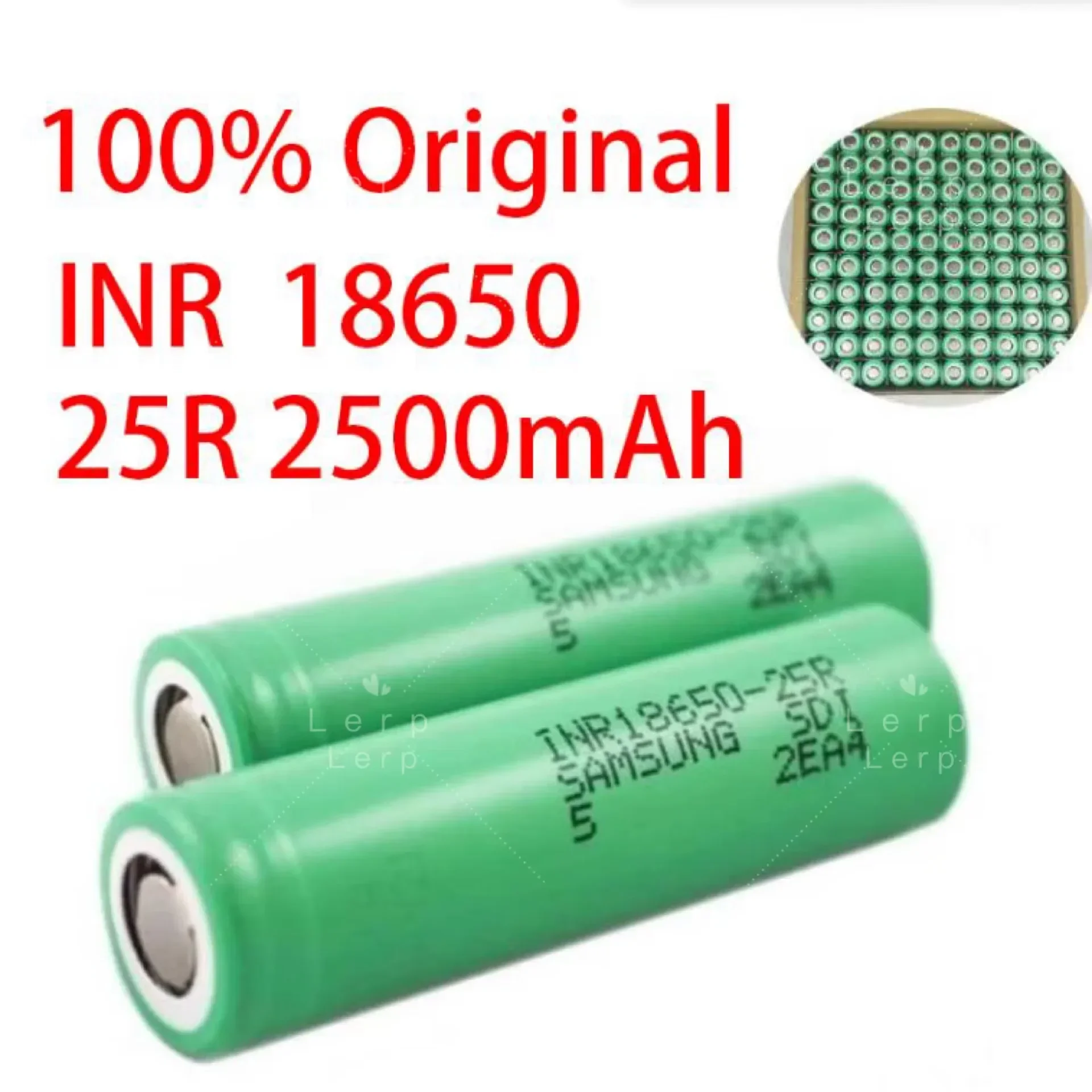 100% INR1865 25R 1865 2500mAh 3.7V 18650 battery, OpladBare Hoge Stroom lithium battery, 20A