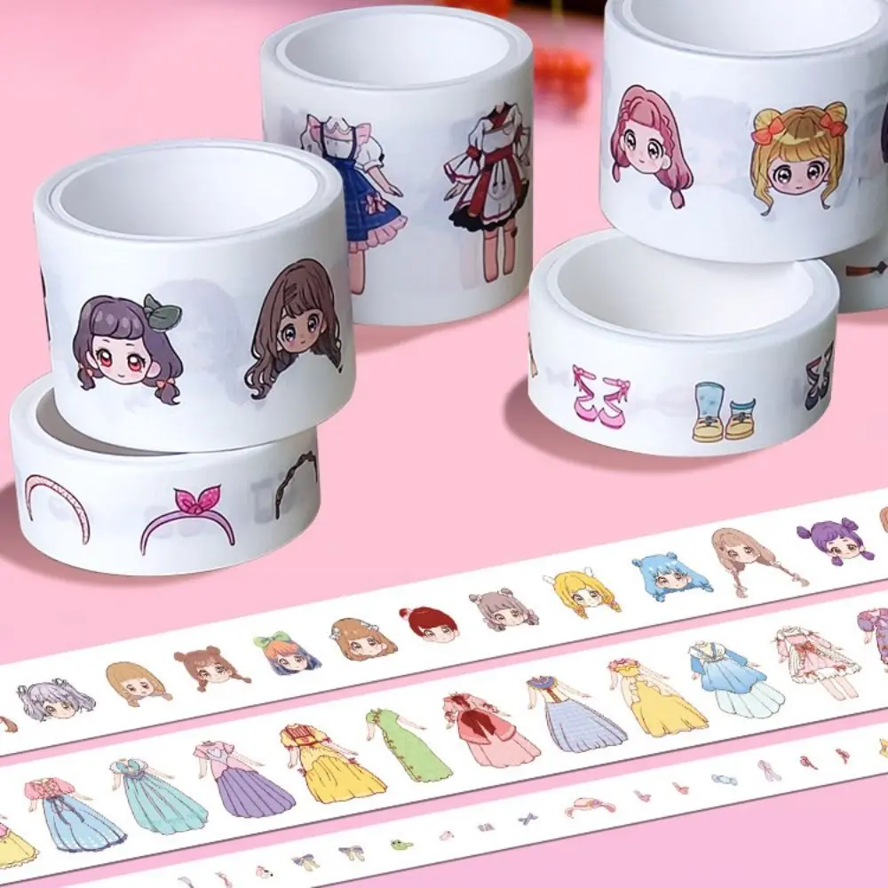 Cute Princess Dress Up Sticker Girl Cartoon Washi Tape Set Handbook Character Clothes Decoration Sticker Gift for Girls