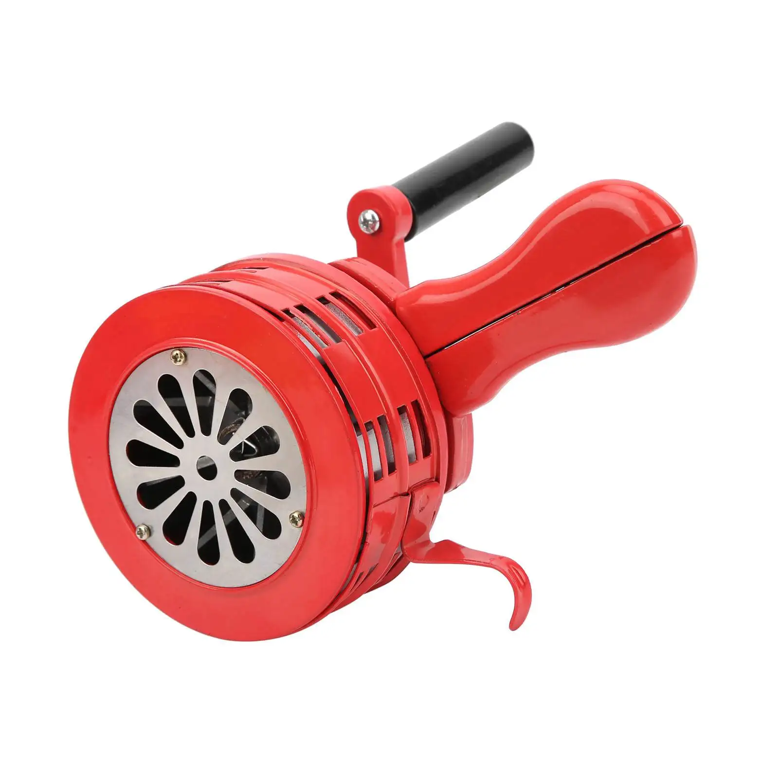 1Pcs Red Hand Crank Siren 120DB Sound Hand Operated Manual Operated Siren Metal Housing Portable Compact Design