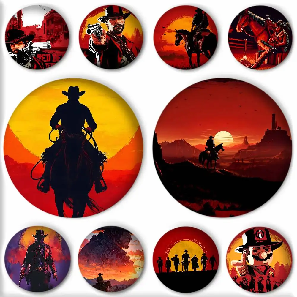 Game Red D-Dead R-Redemption Anime Badge Round Art Brooch Clothes Backpack Accessories Lapelnd Laserh