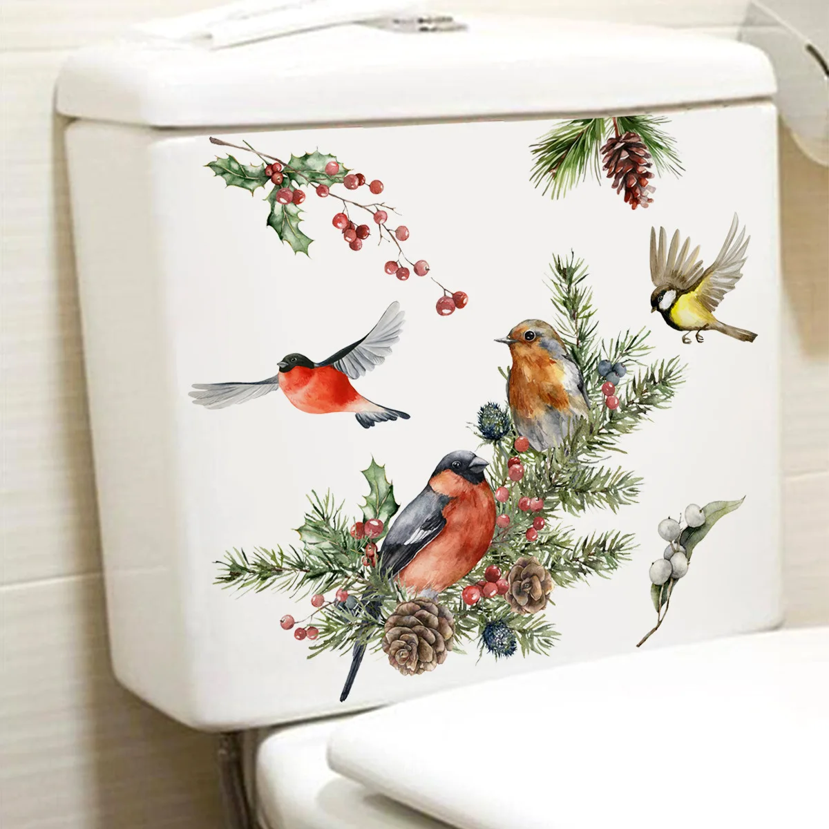 30*25cm Cartoon Branch Bird Toilet Sticker Toilet Bathroom Restroom Wall Sticker Toilet Cover Printed Wall Sticker Ms583