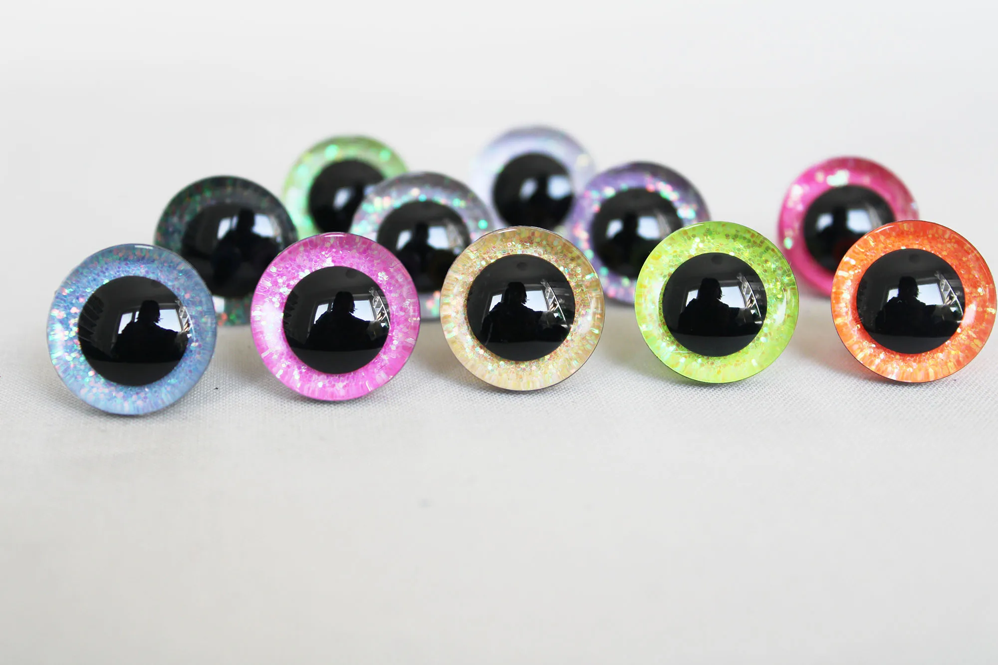 

20pcs 9mm 12mm 14mm 16mm 18mm 20mm 25mm 30mm 35mm new 3D Glitter toy eyes craft doll plush eyes--C11