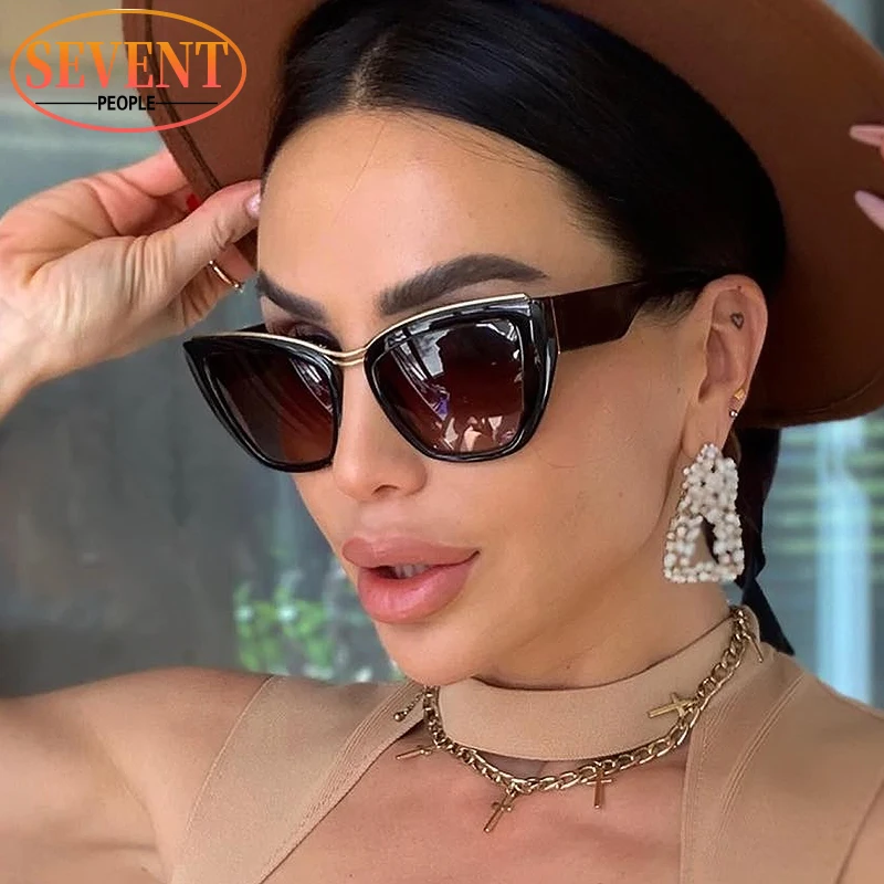 

New Fashion Cat Eye Sunglasses Women 2025 Luxury Brand Designer Vintage Cateye Sun Glasses For Female UV400 Trending Products