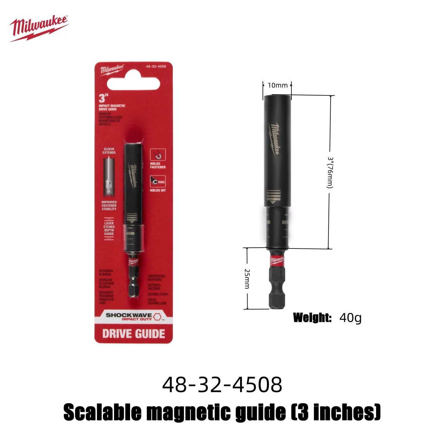 Milwaukee skalierbarer Magnetführung, Verlängerungsstange für elektrische Bohrer, Zubehöradapter für Elektrowerkzeuge 48-32-4508/48-32-4516 – Detail 2