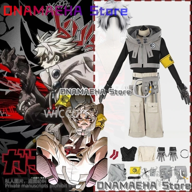 

Rudo New Anime GACHIAKUTA Cosplay Costume Punk Street Hot Punk Sleeve Hooded Jacket Y2K Fashion Uniform Wigs Cos 코스프레