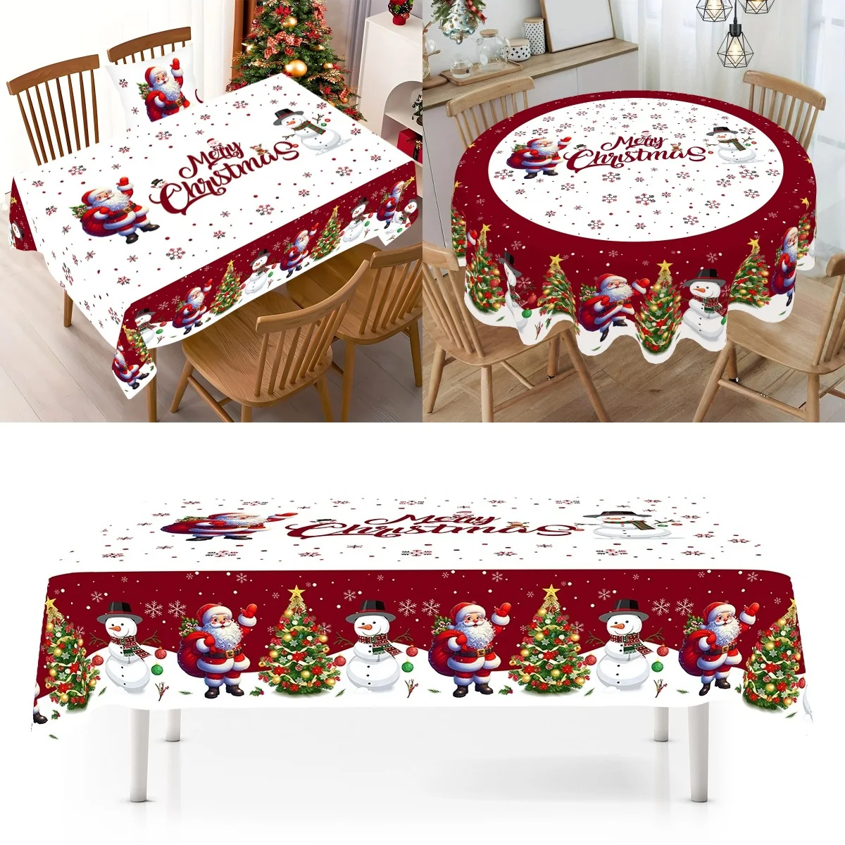 Mantel navideño Año Nuevo 2026 Papá Noel muñeco de nieve Navidad cubierta de mesa decoración de mesa de fiesta de Navidad para el hogar 2025 regalos