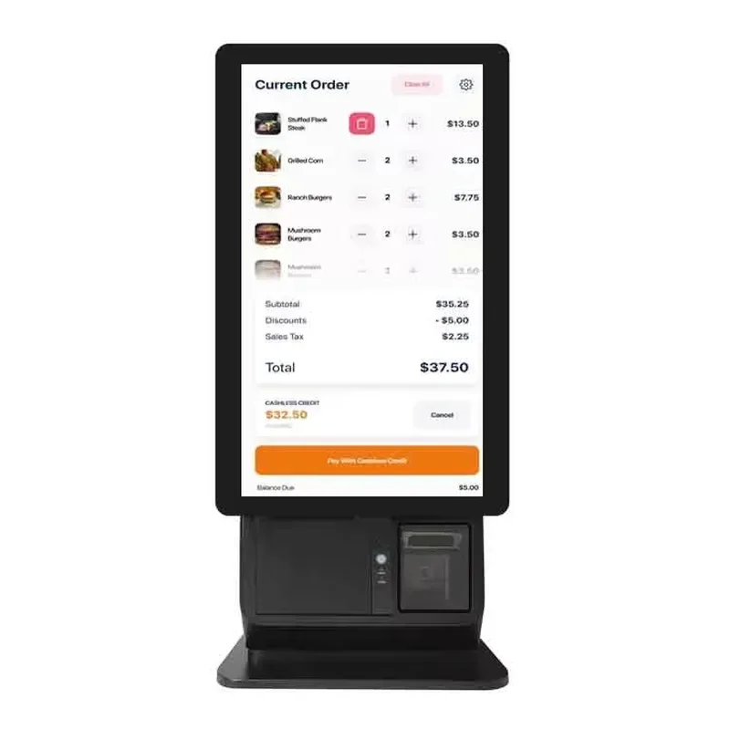 21.5 Inch Fast Food Wall Mounted Touch Screen Kiosk All-in-One POS System for Self-Service Ordering in Restaurants