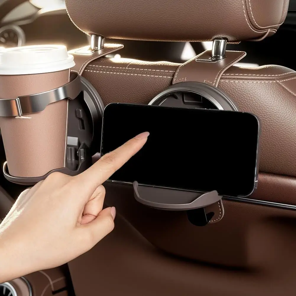 Ausziehbare Auto-Kopfstützen-Haken, Multifunktionale Auto-Rücksitz-Aufhänger für Taschen, Handtaschen, Regenschirme, Aufbewahrung und Getränkehalter – Detail 4
