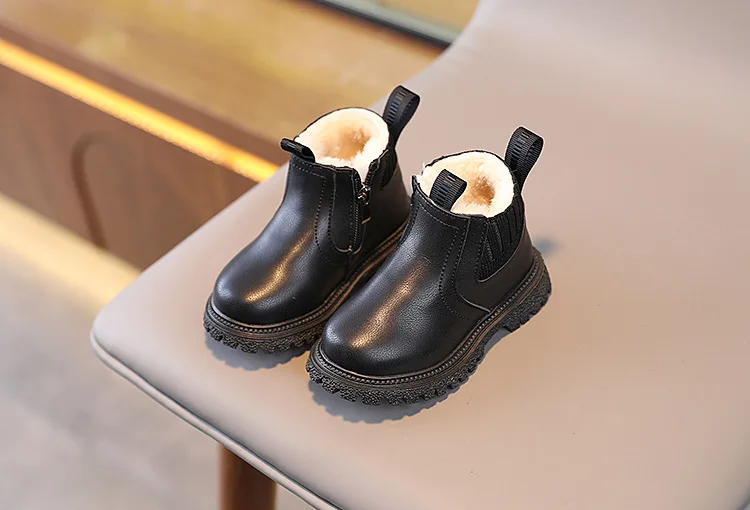 Herbst-Winter Baby Kinder Kurze Stiefel Warme Jungen Mädchen Schuhe PU-Leder Kinderstiefel Modische Kleinkindstiefel Kinder Schneeschuhe – Detail 9