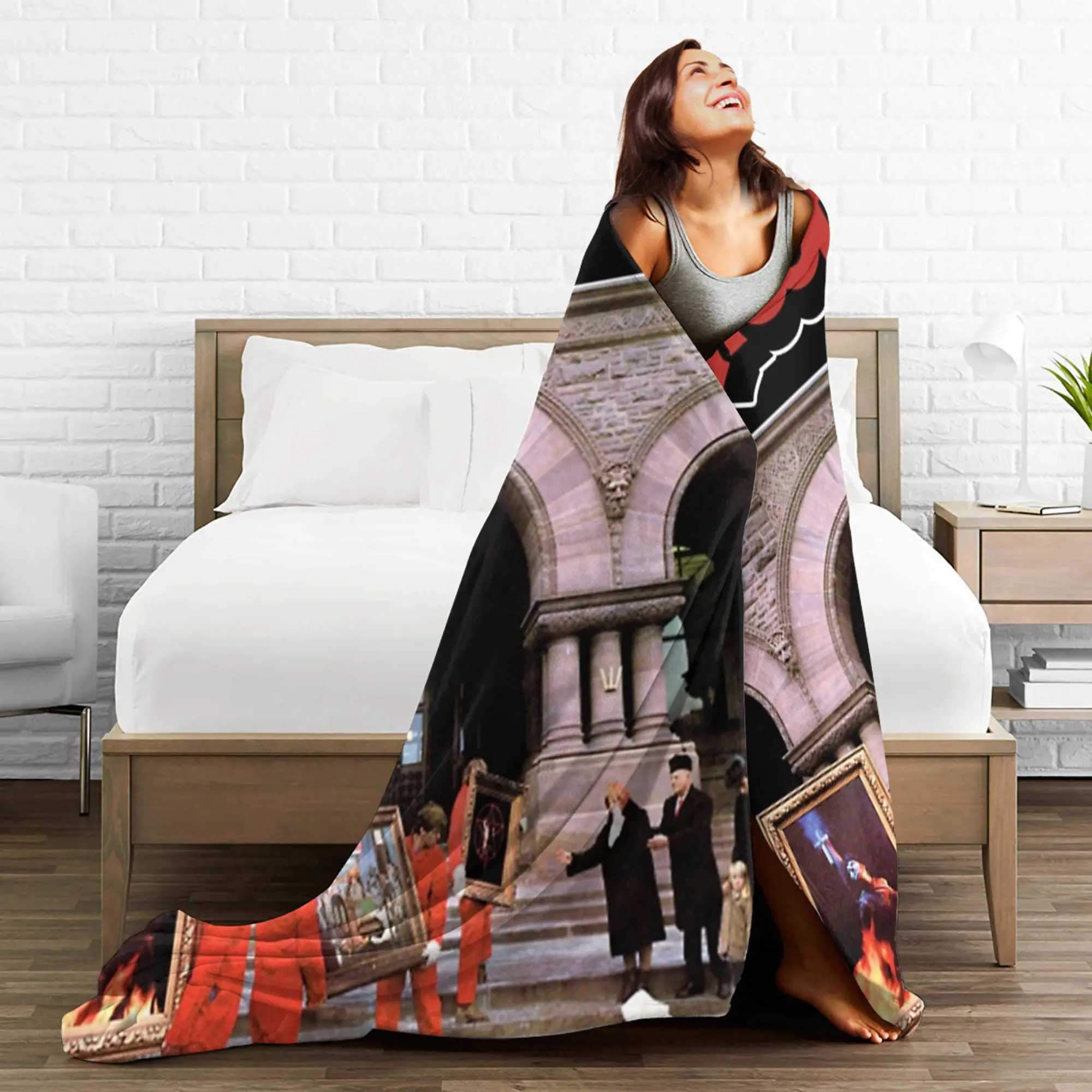 راش روك باند ألبوم ملصق بطانية جودة سوبر دافئ رمي بطانية الشتاء غرفة نوم الطفل الجدة المفرش #4