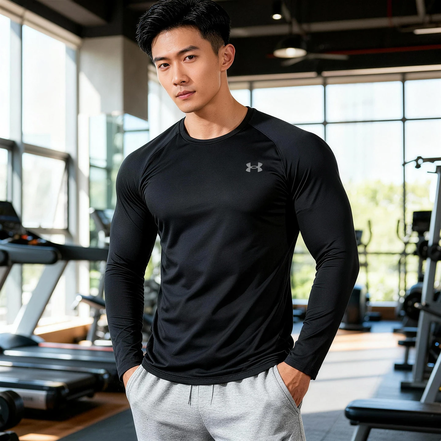 Camiseta de manga larga para fitness para hombre Under Armour, ropa deportiva de entrenamiento para correr, de secado rápido, transpirable y cómoda, 1328496-001