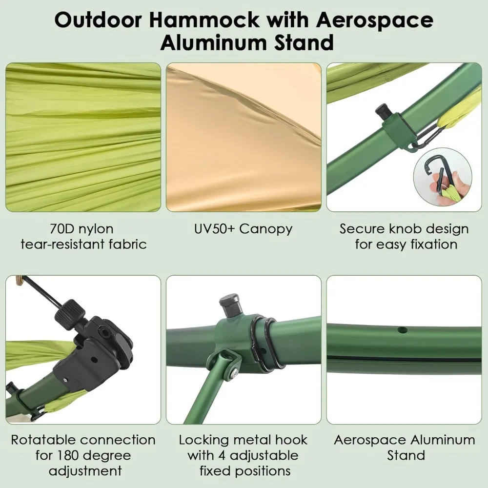 أرجوحة محمولة مع حامل قابل للطي سريع الإعداد ومظلة قابلة للتعديل وحقيبة تخزين - كرسي هزاز للكبار/الأطفال - ثقيل D #5