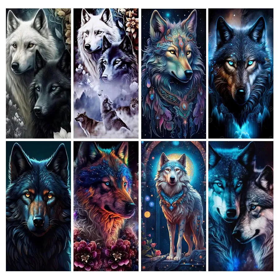 Fullcang Diy Big Size Diamond Painting Wolf Full Mosaic Embroidery Wild Animals Picture Jewelry Cross Stitch Kits Wall Decor