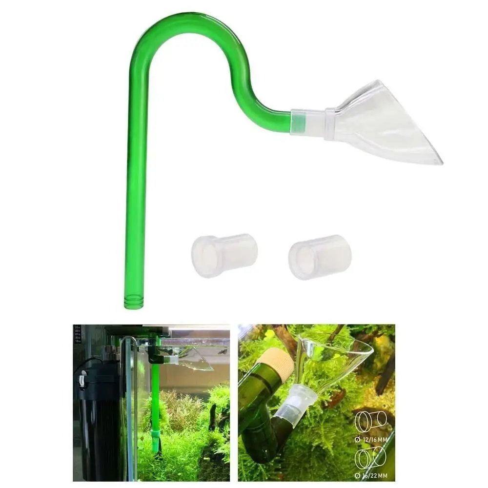 with Suction Cup Filter Aquarium Lily Pipe Outflow Connectors Acrylic Water Outlet Aquarium Accessories Green