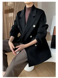 Double-sided cashmere coat women's mid-length high-end 2023 new double-breasted wool coat