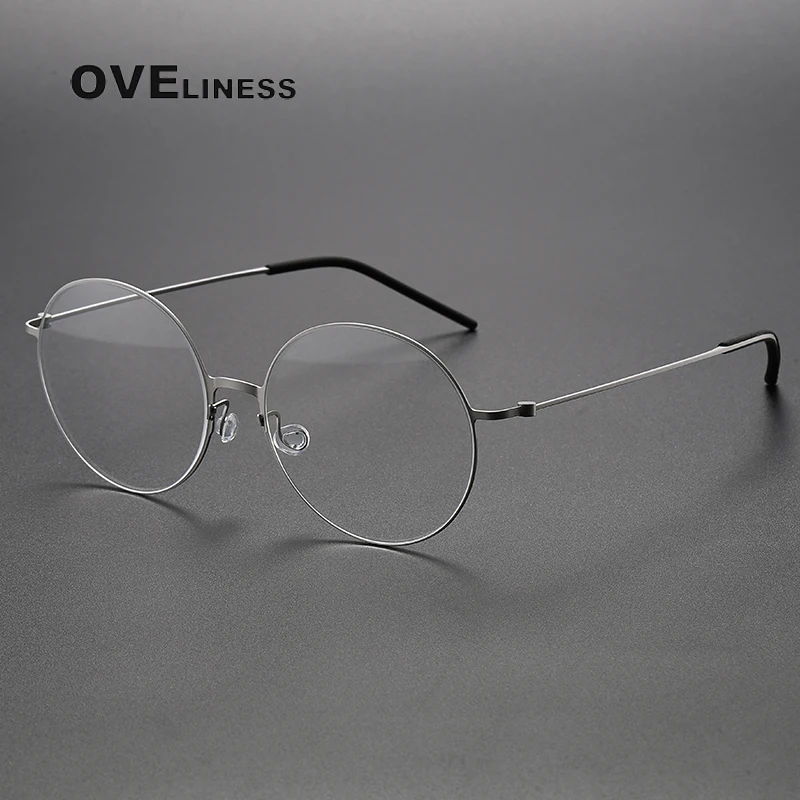 2024 Titanium Screwless Eyewear Prescription Eyeglasses Frame Women male Round Myopia Optical Denmark Korean Glasses Frame Men