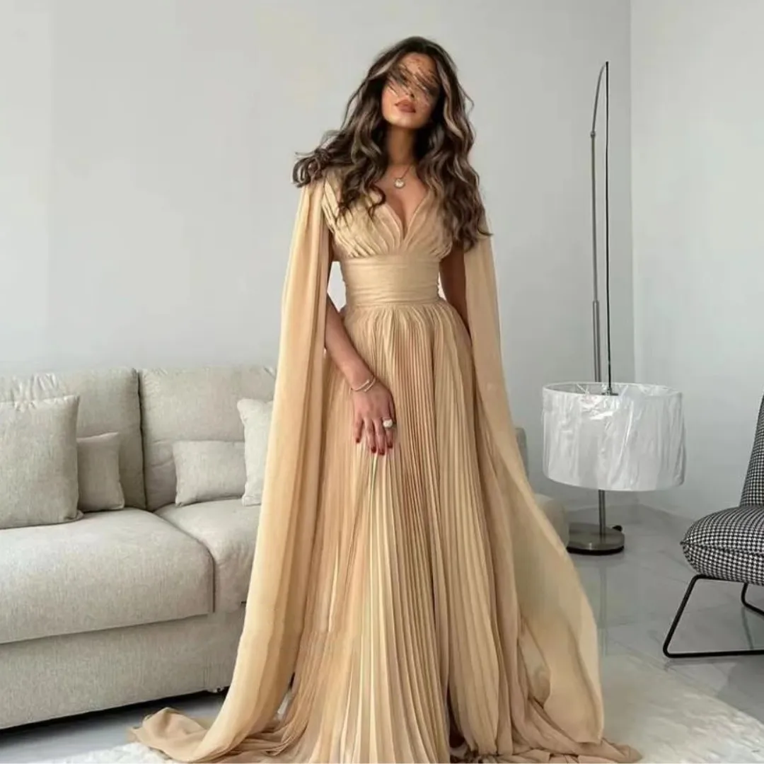 Merida V-Neck Empire Formal Dresses Halter A-Line Sleeveless Satin Ruffle Floor-Length Elegant Party Dresses For Women 2024