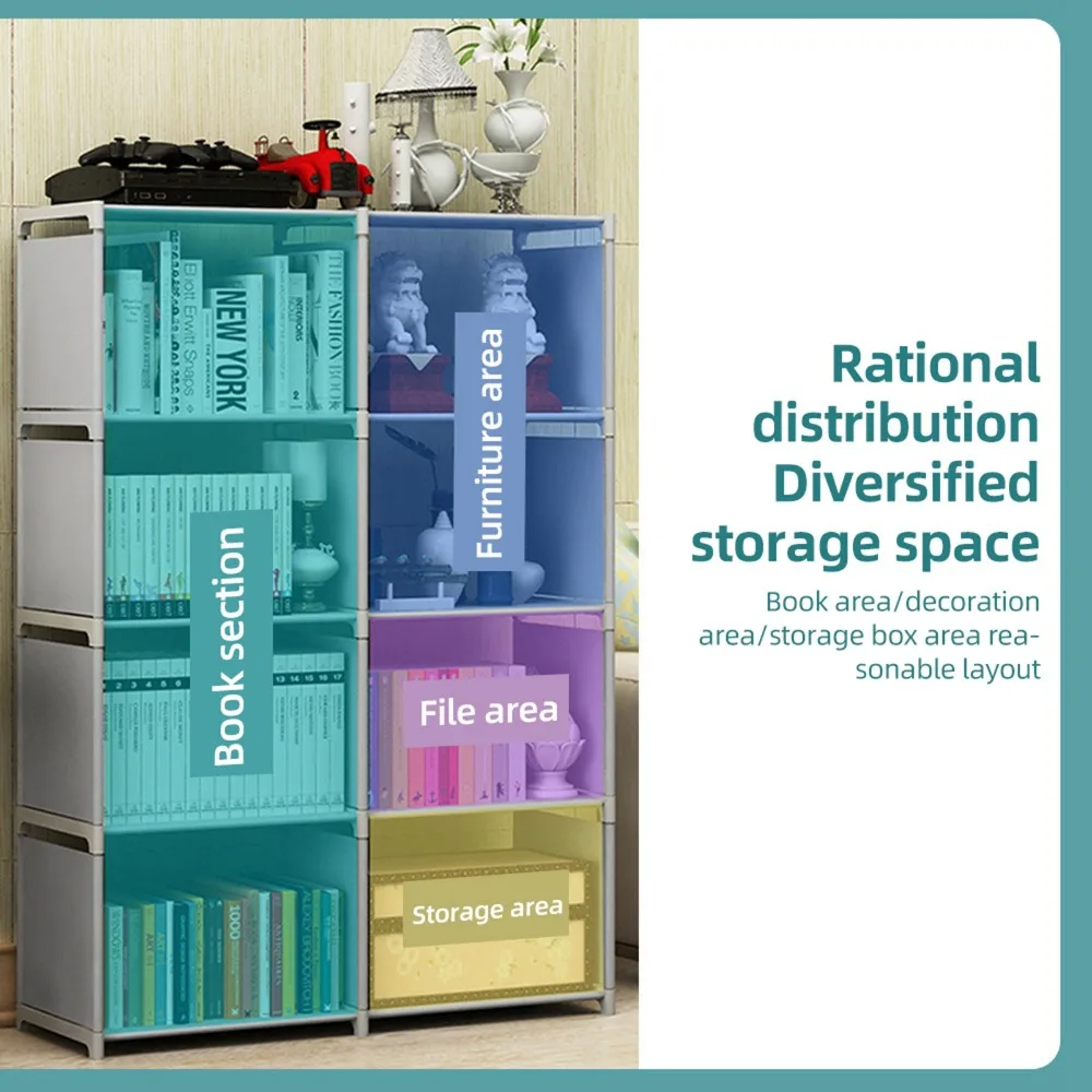 Multifunctional 5-Tier Book Shelf Vertical Space-Saving Tall Bookcase Shelf Freestanding Modern Storage Shelf Bedroom