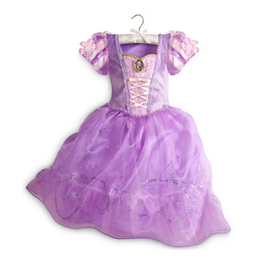 Girls Rapunzel Princess Costume Party Fancy Flower Vestido Sleeping Beauty Birthday Carnival Dress Up Belle Disguise Costume