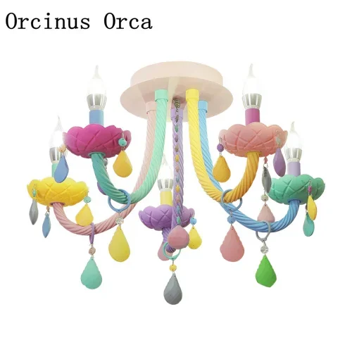 Creative Colorful Crystal ceiling lamp Princess Room Girl's Bedroom Children's Room Lights Cartoon LED Dream Glass ceiling lamp