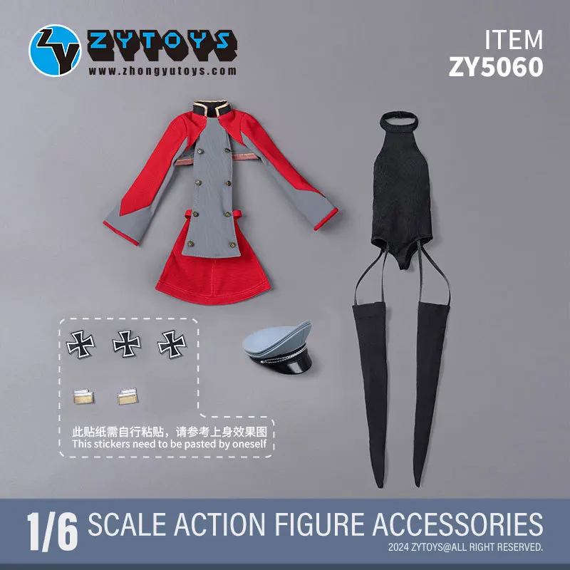 ZYTOYS ZY5060 escala 1/6 versión femenina comandante militar abrigo delgado Halter mono ajustado con gorra militar para figuras de acción de 12"