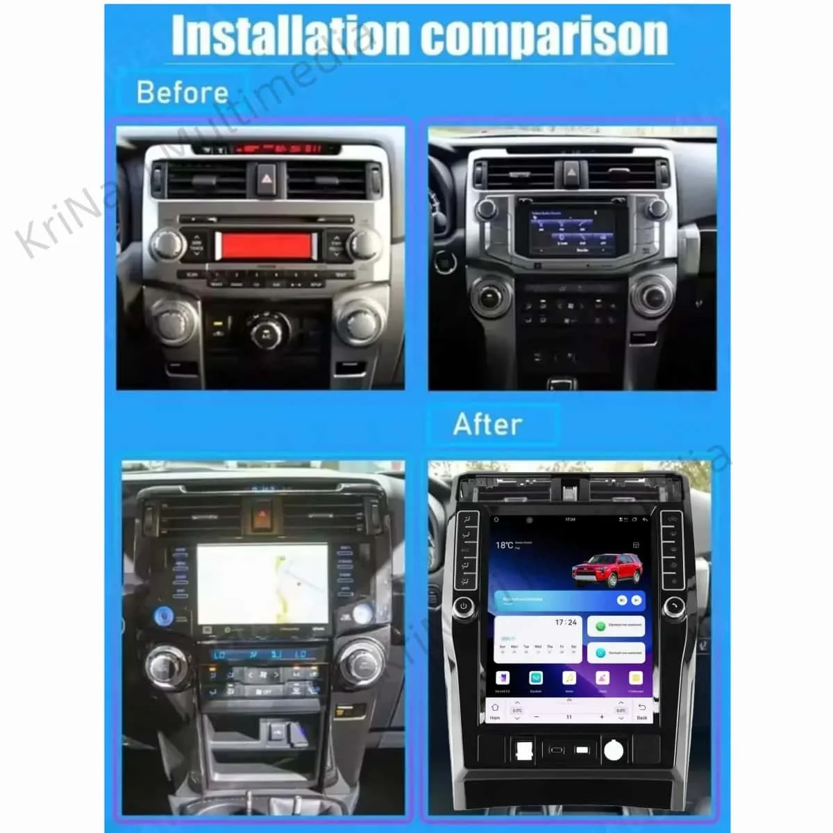 16.2 Inch 4K Screen Android 15.0 12 Core For TOYOTA 4RUNNER 2009 - 2023 Auto Radio Car GPS Navigation Multimedia Player Stereo