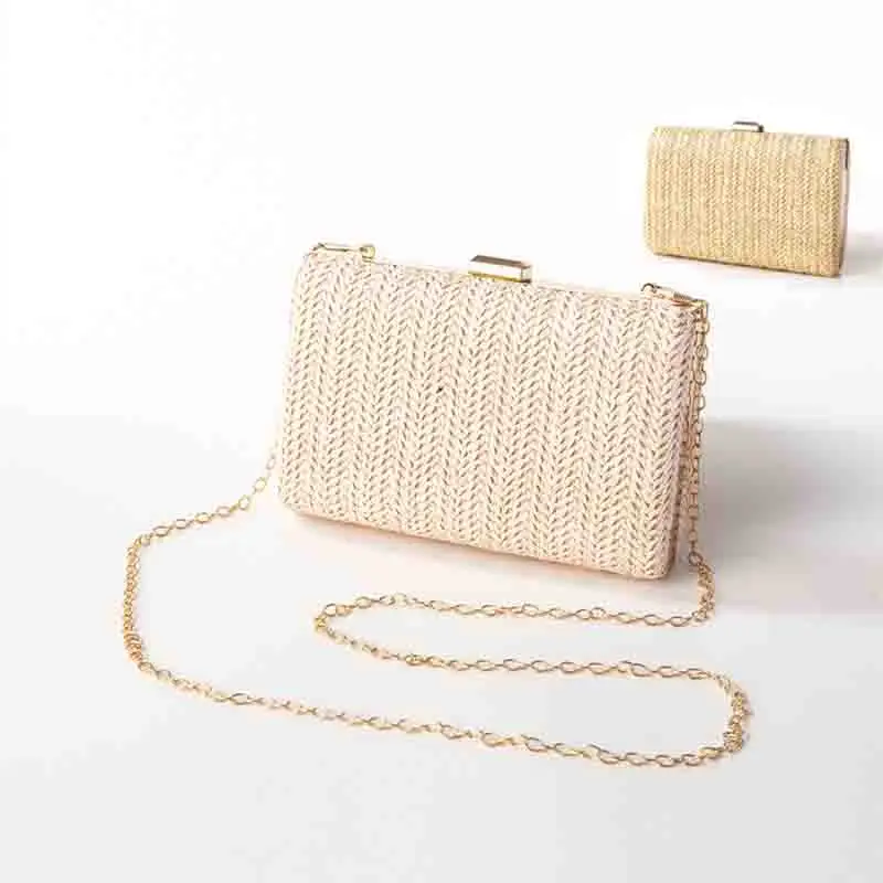 Women Summer Party Shoulder Bags Purse Hadbags Wedding Bridal Clutches Sac Summer Beach Wallet  Weave Straw Evening Clutch Bags