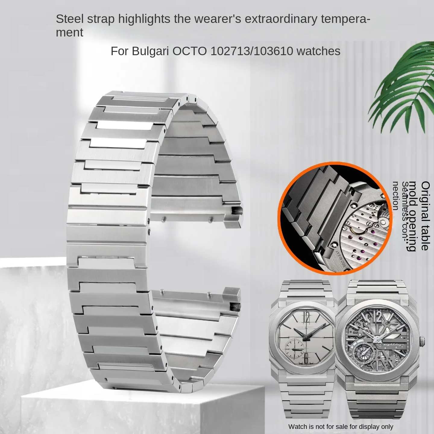 

30mm ultra-thin steel band for Bulgari OCTO 40mm series notch stainless steel strap 102713/103610 103297 103464 bracelet chain