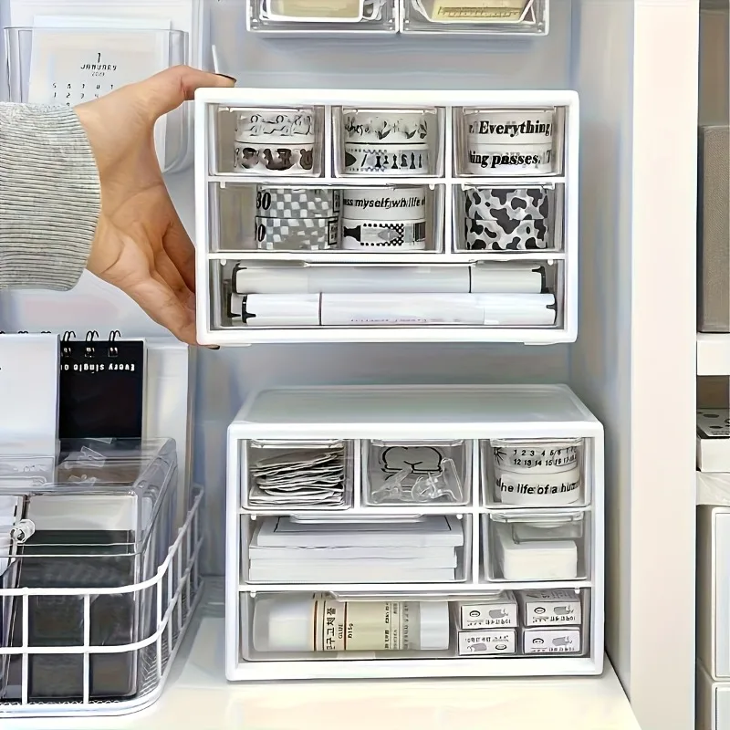 Desktop-Organizer mit sechs Schubladen – geräumiger und multifunktionaler Behälter, perfekt für Bürobedarf, Schreibwaren, Wohnheimutensilien – Detail 3
