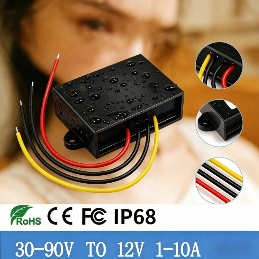 48V 72V 36V 60V 24V to 12V 3A 8A 5A 10A Power Supply Step Down Voltage DC DC Buck Auto Car Motorcycle Bus Truck Power Converter