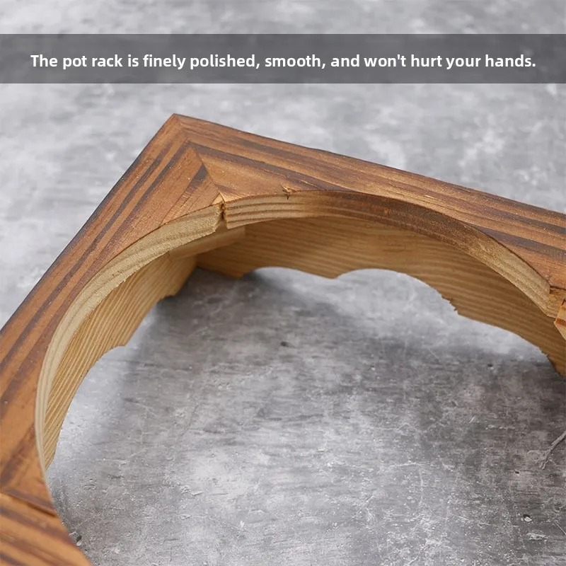 

Heat Resistant Wood Pot Holder Stone Pot Stand Soup Bowl Braet round ape Japanese Sle Dining Restaurant ential