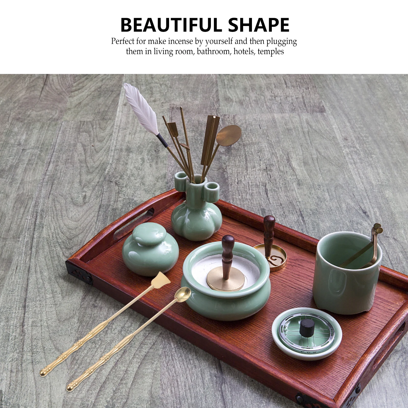

2pcs Copper Spoon Shovel High Quality Incense Burner Accessories Tea Ceremony Supplies Incense Burner Accessories Home Decor