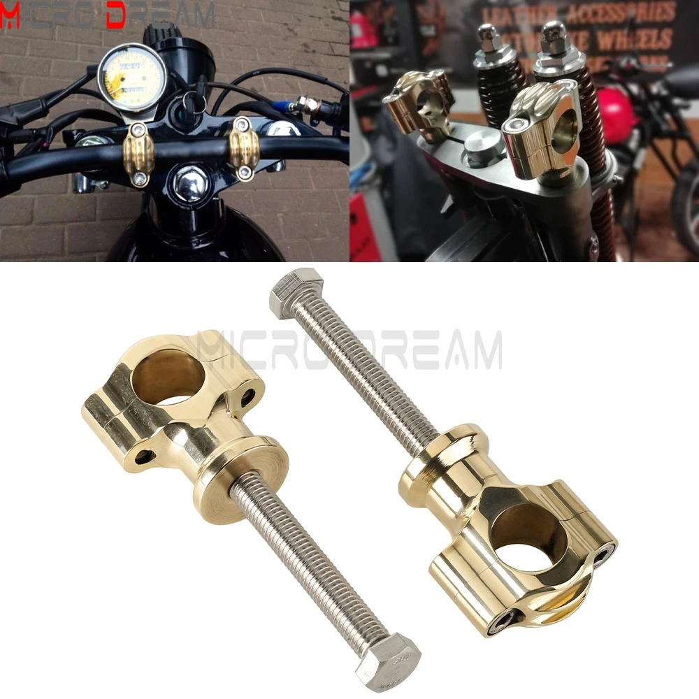 

Universal Motorcycle Brass Handlebar Riser 1" 25mm Handle Bar Clamp Mount Risers For Honda BMW Cafe Racer Chopper Bobber Custom