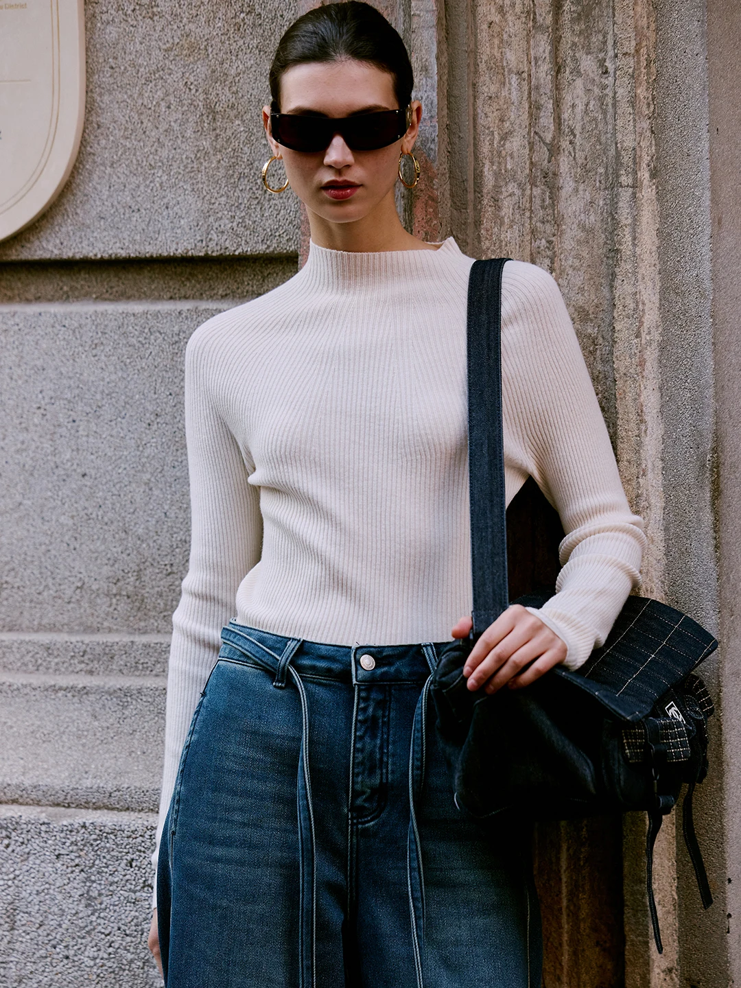 

Luna7xi Women's Knitted Woolen Sweater f High Collar Slim Fit Base Layer irt Autumn Winter Straight Cut Commute Sle