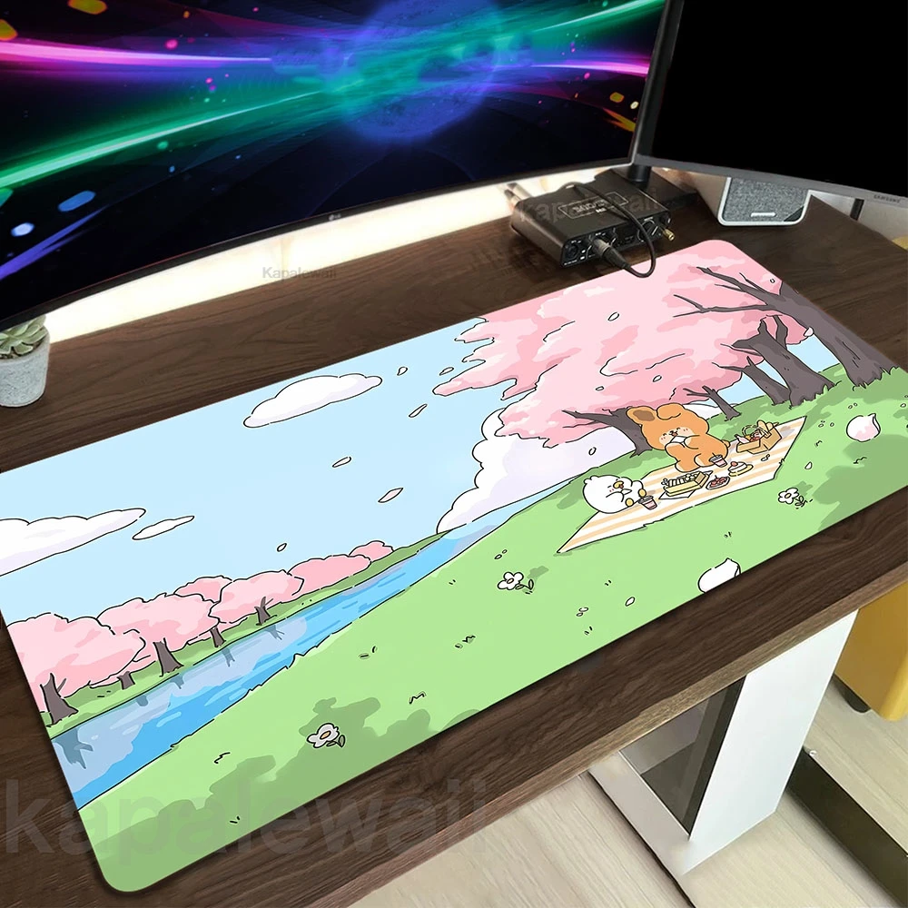 

Kawaii Cute Gamer Mousepad Large Gamer Mouse Pad Lock Edge Mouse Mat Gaming Accessories Keyboard Pads 900x400mm Rubber Desk Mat