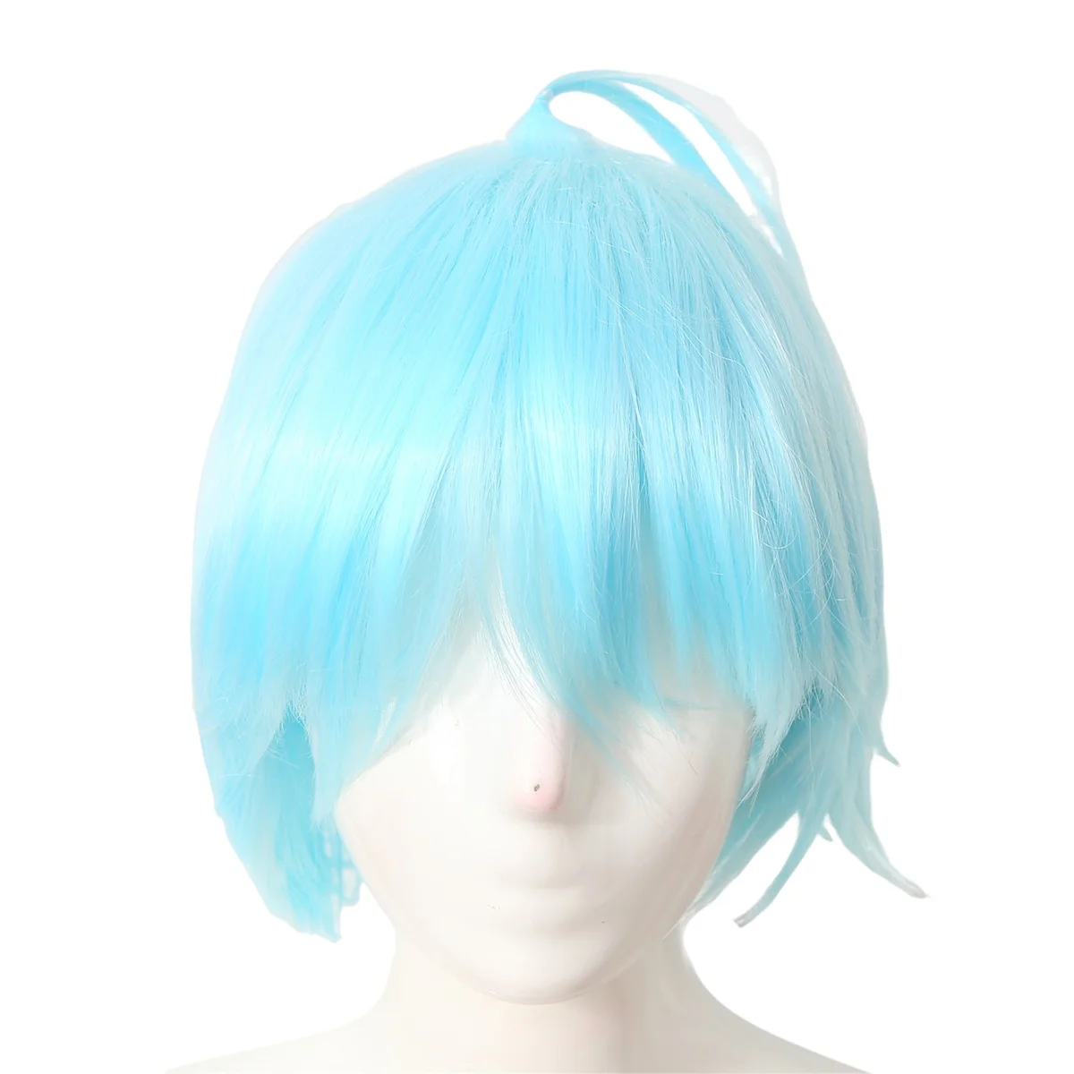 Парик с обратной завивкой из аниме-игры, короткий парик, небесно-голубой парик для косплея