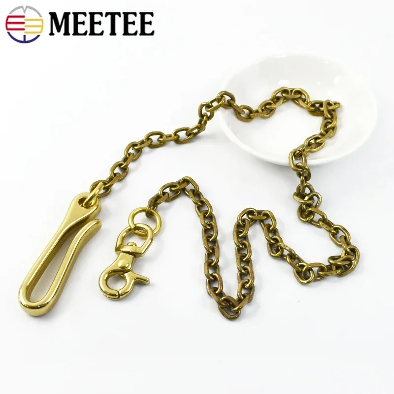 Solid Brass Trousers Jeans Wallet Chain Keychain Motorcycle Biker Metal Buckle Clips Snap Hook Belt Chains DIY Sewing Accessory