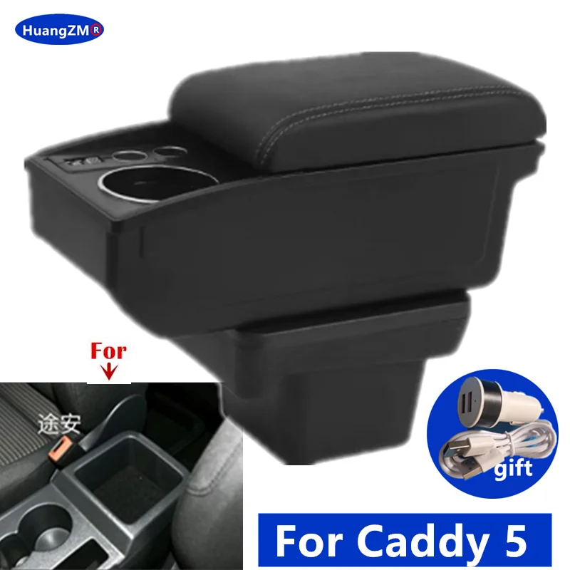 

For VW Caddy 5 Armrest box For Volkswagen Caddy 5 2021 2022 2023 2024 Car Armrest Storage box cup holder Retrofit Car Accessorie
