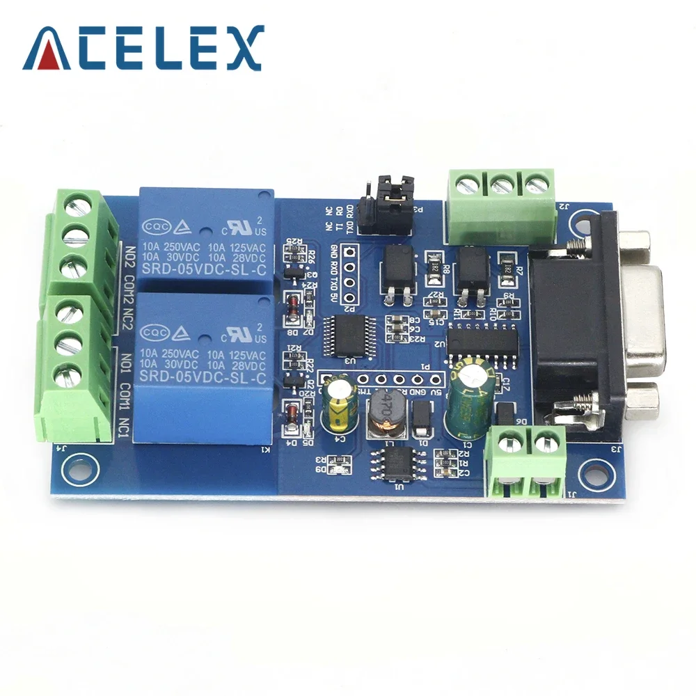 Two Channel Relays Modbus RTU Dual Relay Module RS232/TTL UART DC7-24V Power Supply for Home Appliance Accessories