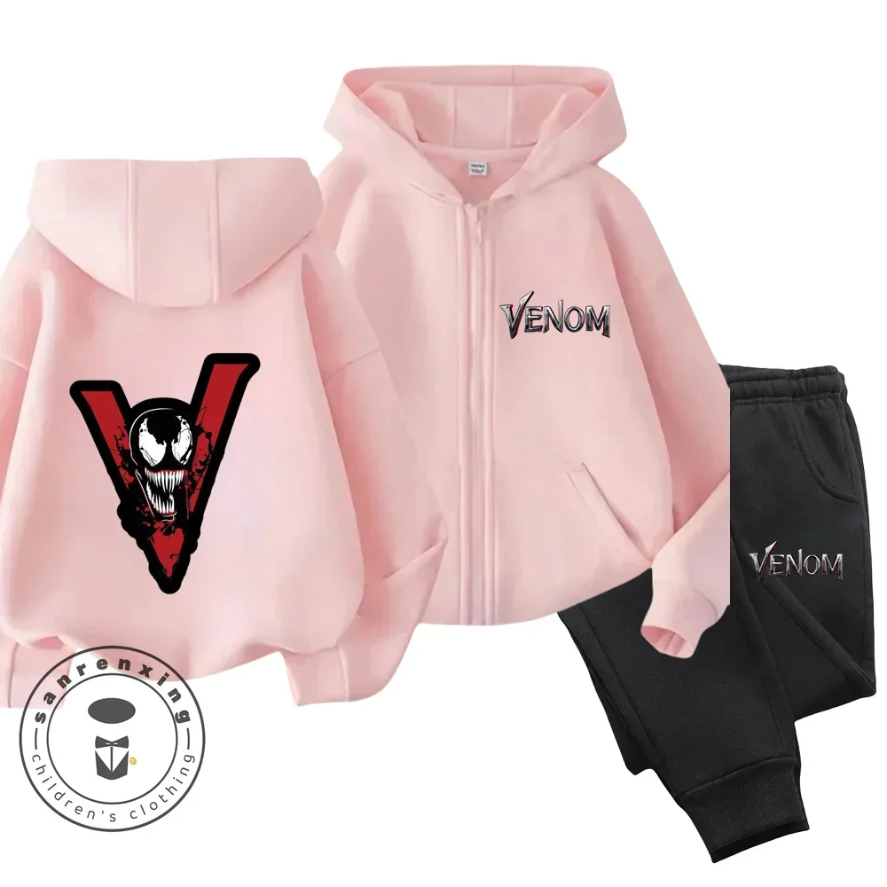 Ensemble de vêtements à fermeture éclair Venom pour enfants, pull PVD, haut et pantalon astronomiques, manches longues imbibées, vêtements de sport pour enfants, garçons et filles, 2 pièces