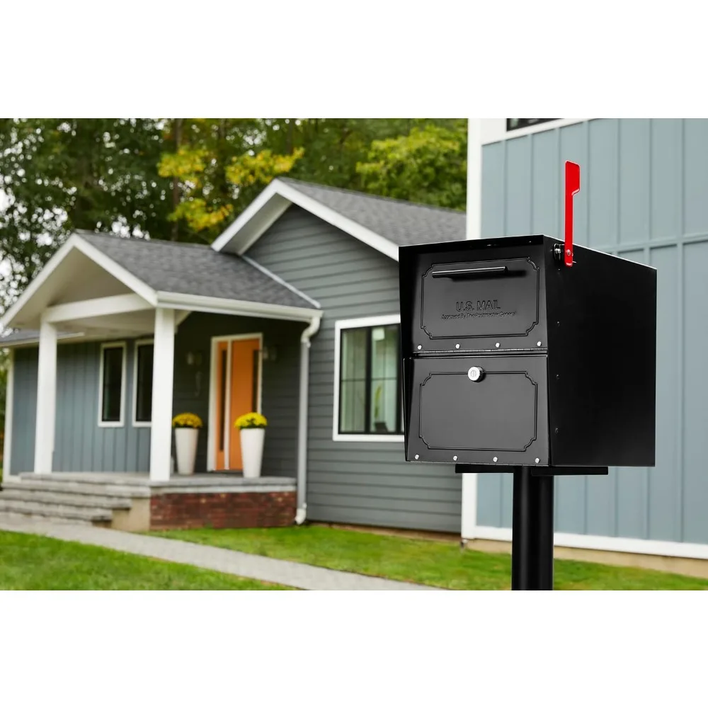 

6200B-10 Oasis Classic Locking Post Mount Parcel Mailbox with High Security Reinforced Lock,Black,18.00 x 15.00 x 11.50 inches