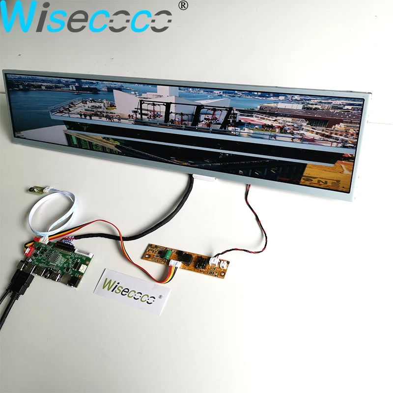 Wisecoco Supermarket Store Shelf Display 19 Inch 24 Inch 1920*360 300nits Stretched Bar LCD Screen with SD Card Slot Drive Doard