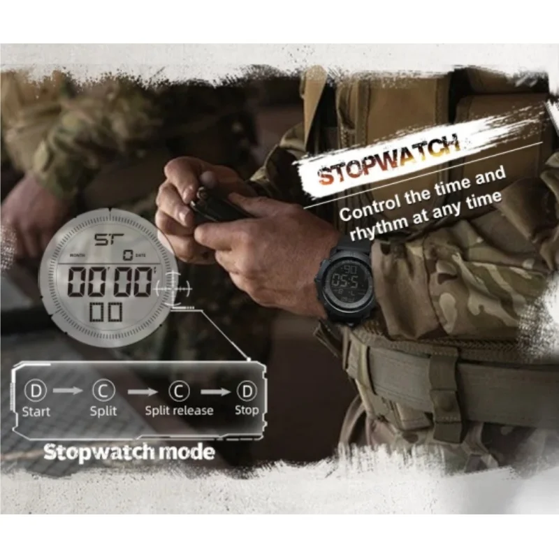 NORTH EDGE TANK الرياضة في الهواء الطلق متعددة الوظائف الساعات الرقمية للرجل مضيئة مقاوم للماء 50 متر سيليكون حزام الرجال ساعة اليد