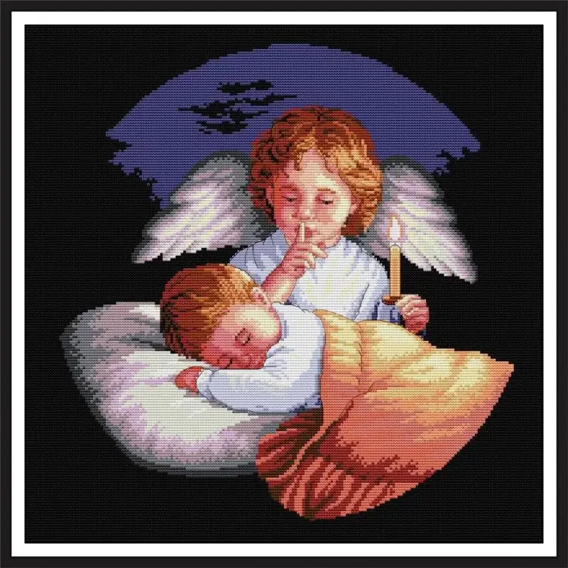 Joy Sunday Angel Series Pattern Cross Stitch Kits DIY Embroidery Set 16/14/11CT Character Printed Counted Canvas Fabric Canvas