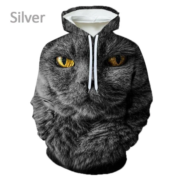 Sudadera con capucha y estampado de gato en 3D para hombre y mujer, chaqueta informal a la moda, Jersey Unisex, novedad